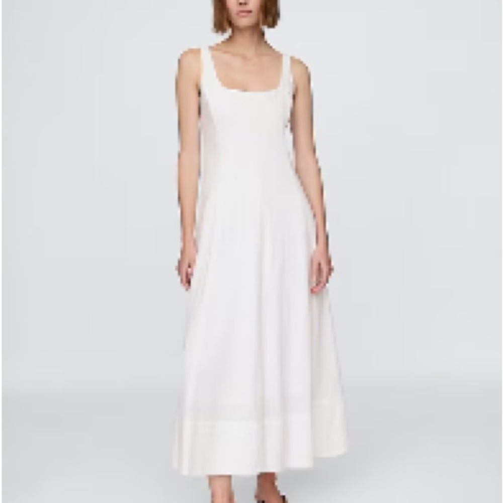 GAP white Linen-Blend Square-Neck Maxi Dress